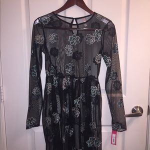 NWT Translucent Black Dress with Green details